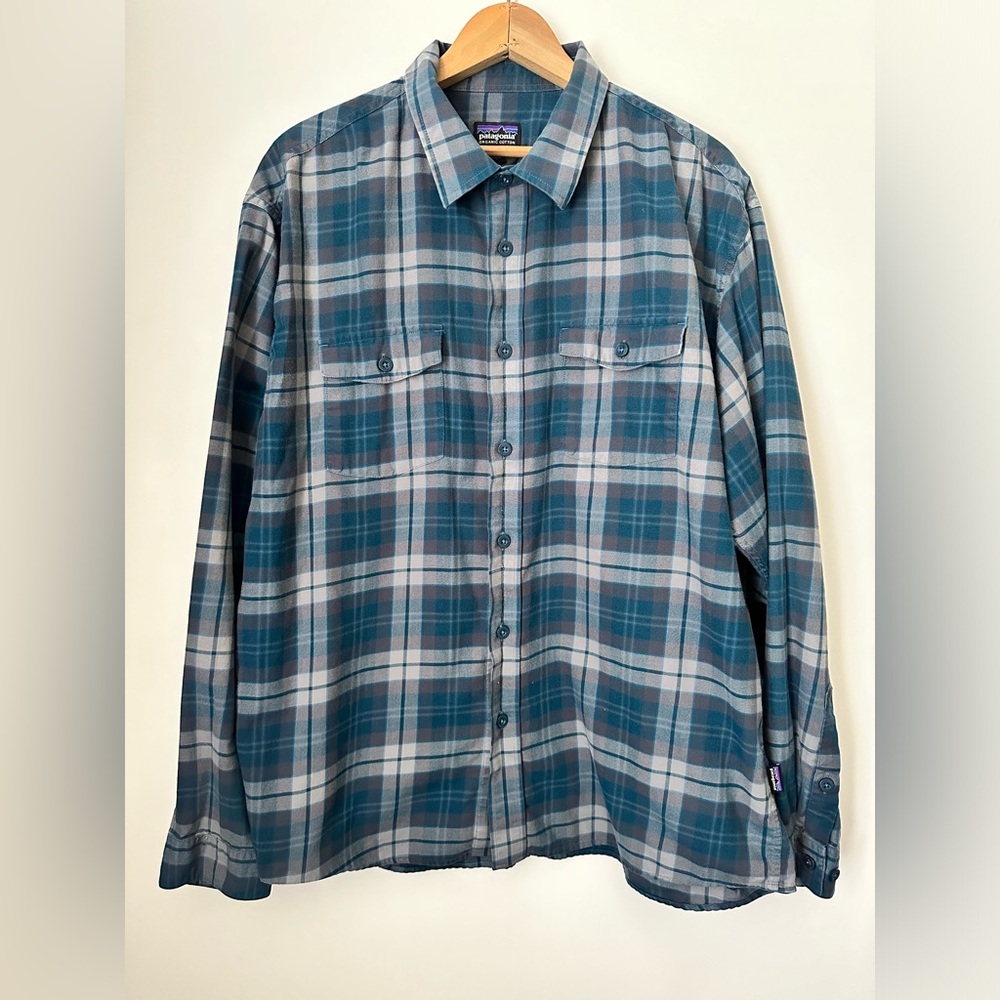 PATAGONIA Buckshot Organic Long Sleeve Button Down Plaid Shirt Men’s Size Large - Picture 2 of 8